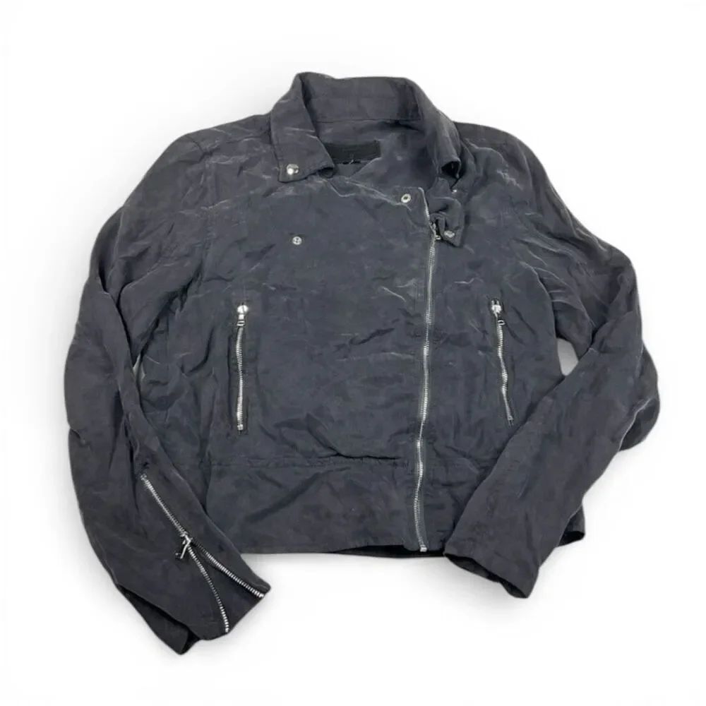 BlankNYC Moto Jacket Dark Gray Soft Asymmetric Zip Rock N Roll Street Grunge XS